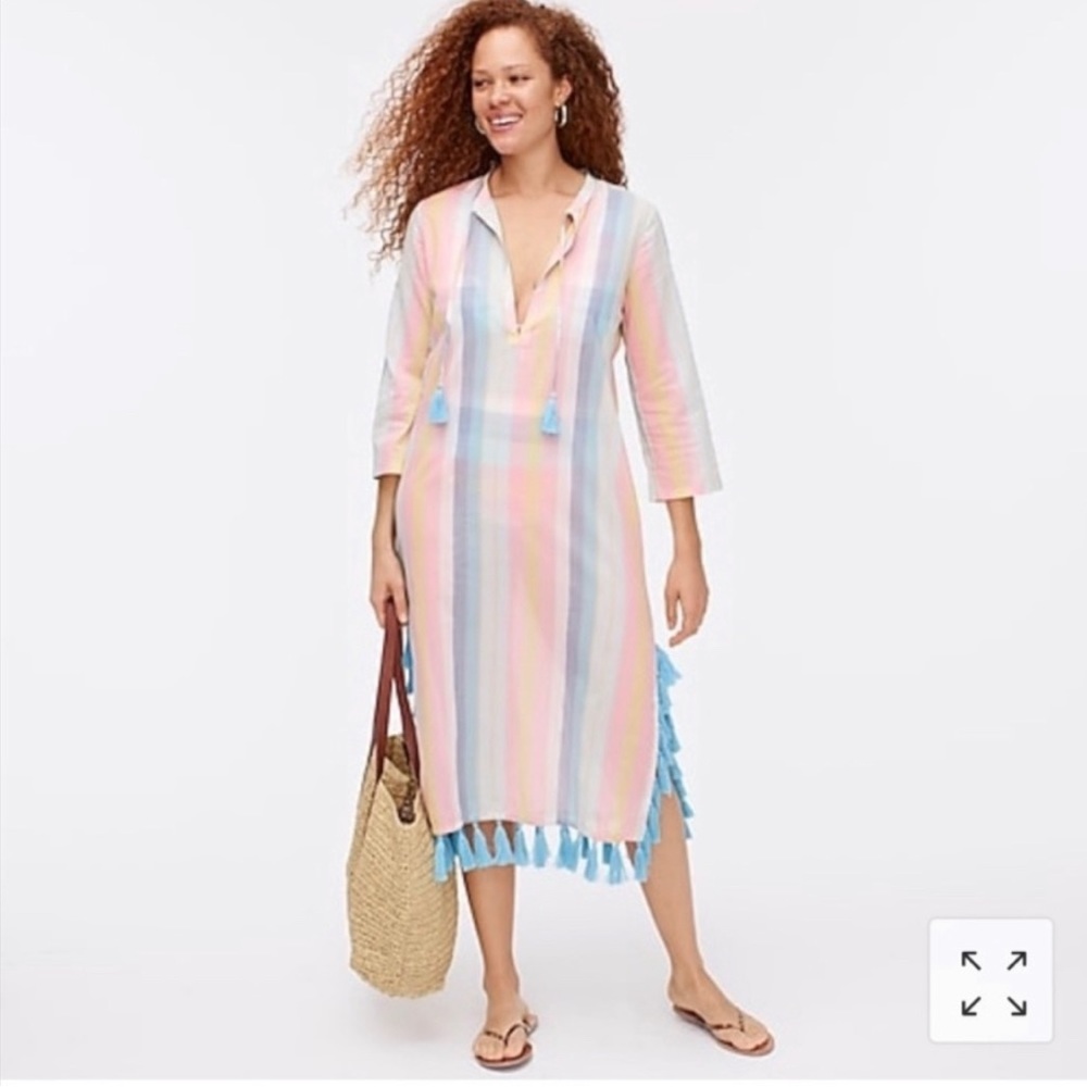 J. Crew pastel rainbow stripe caftan